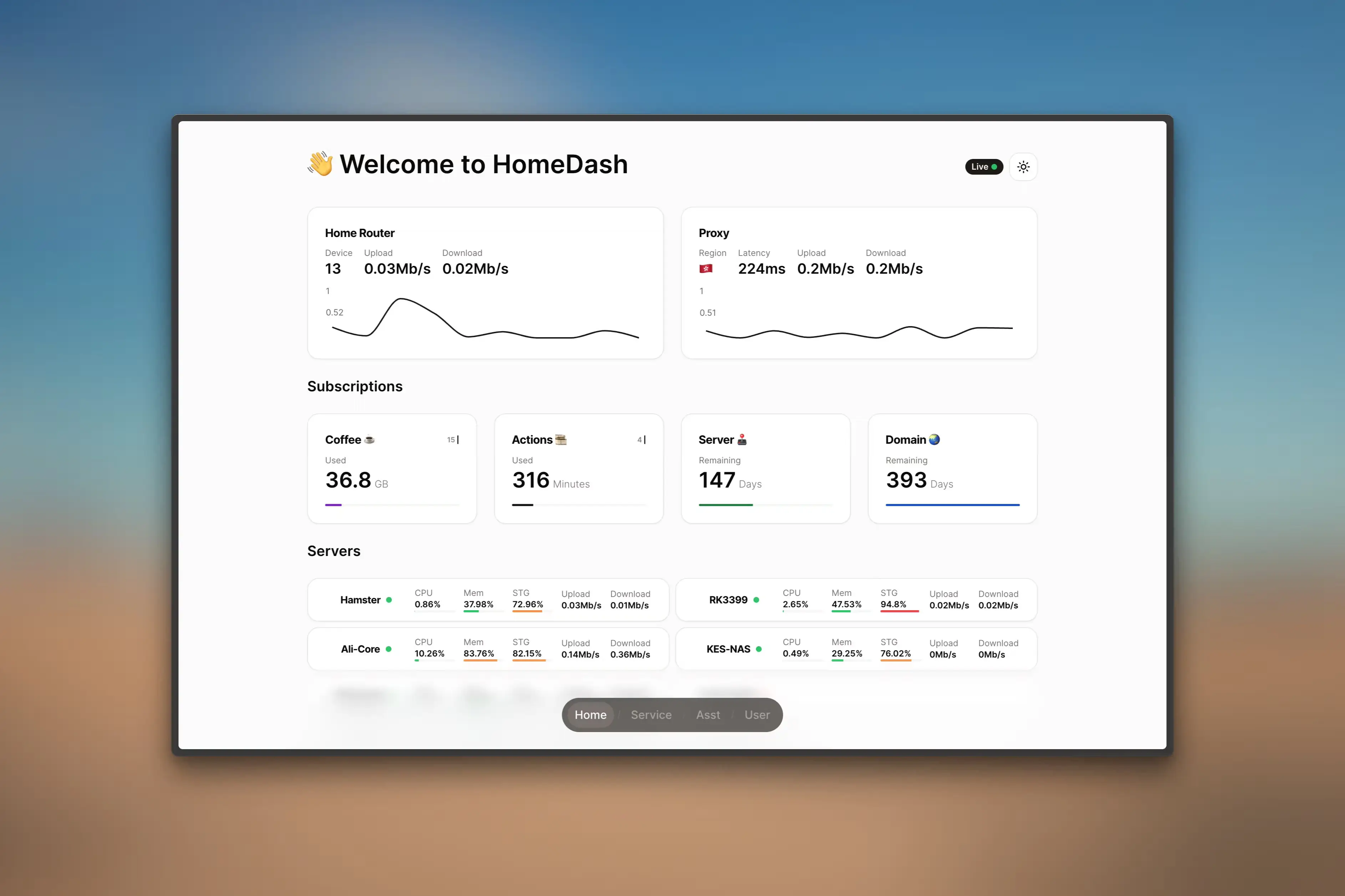 HomeDash screenshot